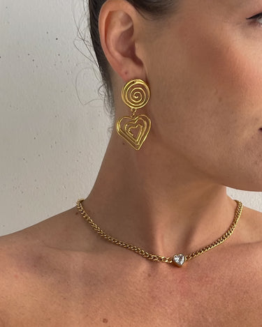 SPRIAL HEART DROP EARRINGS GOLD - STUDIO JO STORE
